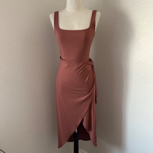 Aritzia Wilfred Saturn A LineMidi Dress Double Square Style Sleeveless Slim Fit - Picture 3 of 13